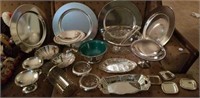 Silver plated or chrome serving dishes