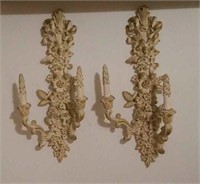 Syroco wood wall hanging candle sconces