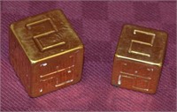 2 Solid Brass Doubler Dice For Backgammon Game