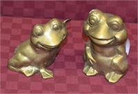 2 Brass Frog Figures