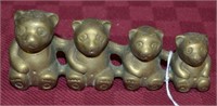 6" Long Solid Brass Bear Family Figure
