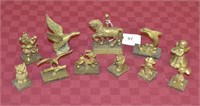 11pcs Solid Brass Vintage Mini Figures