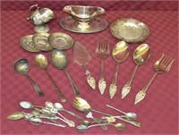 Lot Silver Plate Flateware & Serving Items