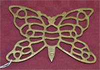 8" Vintage Solid Brass Butterfly Trivet