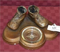 Vin Bronze Baby Booties With Glass Trinket Tray