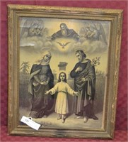Antique Holy Family B&W Framed Print