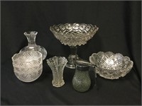8 Misc Crystal & Glass Bowls, Decanter, Dishes