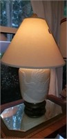 Table Lamp w/ 2 Swans, Ceramic Base w/ Shade