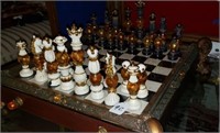 Chessboard w/ Chess Pieces Claw Footed