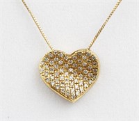 18K YELLOW GOLD DIAMOND HEART NECKLACE