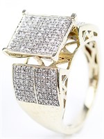 10K YELLOW GOLD RING WITH MICRO PAVE DIAMONDS