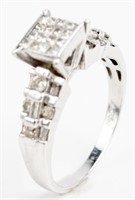 14K WHITE GOLD DIAMOND LADIES DESIGNER RING