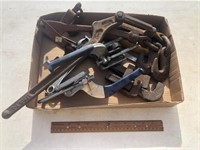 Misc Lot - Chain Binders, Pipe Wrench, Etc