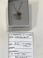STERLING SILVER WITH I LOVE YOU PENDANT