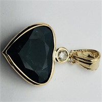 89-JP330 $1600 14K Y/Gold Sapphire Diamond Pendant
