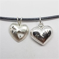 199-JT65 $120 S/Sil 2 Heart Pendant Necklace