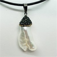 120-JT66 $200 Pearl - Bead Pendant W/Cord Necklace