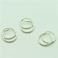 126-JT66 S/Sil Three Pairs Small Hoop Earrings