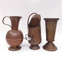 Metal Pitchers, Candlestick Holders, & Kettles