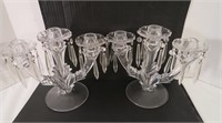 (2) 3 Candle Candelabras w/6 Prisms per Candle