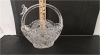 Pressed Glass-Small Basket-6 1/2"H