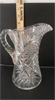 Pressed Glass Water Pitcher-9"H