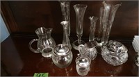 Vintage Misc Glassware-6 Bud Vases(3 Silver Plated