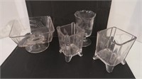 Heavy Glassware-Candy Dish, 2 Vases, Celery Jar