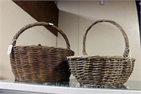 (2) Woven Stick Baskets-