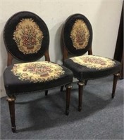 2 Floral Needlepoint Chairs