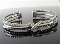 David Yurman Sterling Diamond Cable Bracelet