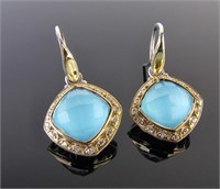 18K, Sterling Turquoise, Diamond Tacori Earrings