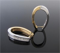 14K Two-Tone Diamond Hoop Earrings