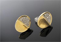 14K Yellow Gold Diamond Disc Earrings
