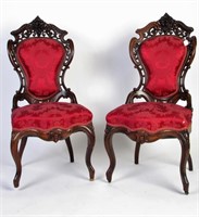 Pair-Laminated Rosewood Side Chairs, Attrib Meeks