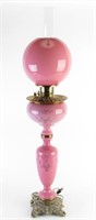 Victorian Pink Glass Table Lamp