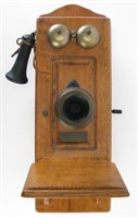 Oak Wall Mount Crank Telephone