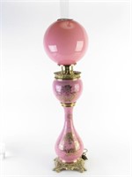Victorian Pink Glass Table Lamp