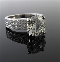 14K White Gold 3ct Diamond Ring, GIA Certified