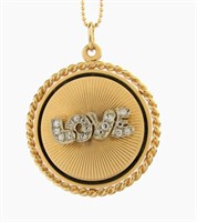 14K Yellow Gold Diamond "Love" Necklace