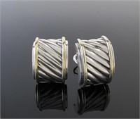 David Yurman 14K/Sterling Cable Earrings