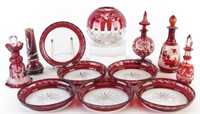 Group of Bohemian Ruby Glassware