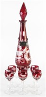 Bohemian Ruby Glass Decanter Set