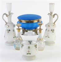 Group of Victorian Decorated Glass