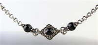 Fabulous Konstantino Sterling and Onyx Necklace