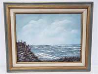 Framed sea side canvas painting