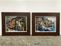 Pair of framed Howard Behrens textured art prints