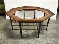 Octagon rattan and metal coffee table - no top