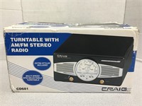 Craig Classic turntable w/ stereo radio