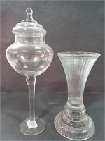 Glass vase and candy dish